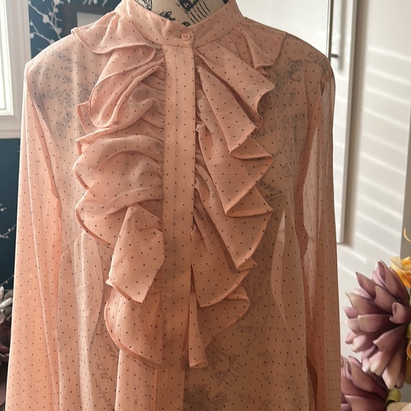 STUNNING H&M LIGHT PINK BLOUSE WITH TINY DOTS ALL OVER BNWT SIZE 10 - Picture 7 of 16